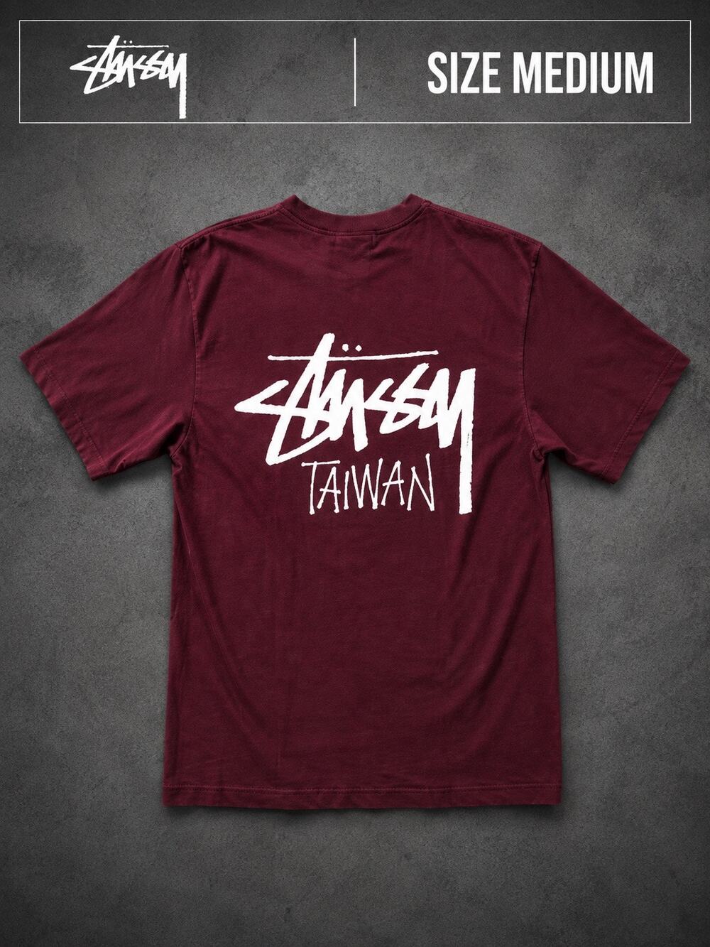 Stussy Taiwan Chapter Burgundy Graphic Tee Medium NWOT